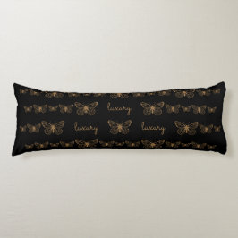 Bohemian Black Guld Luxury Butterflies Body Pillow Kroppskudde