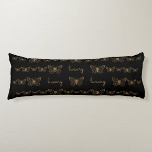 Bohemian Black Guld Luxury Butterflies Body Pillow Kroppskudde
