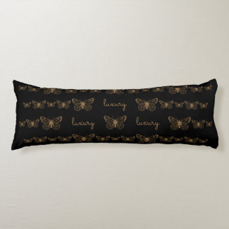 Bohemian Black Guld Luxury Butterflies Body Pillow Kroppskudde