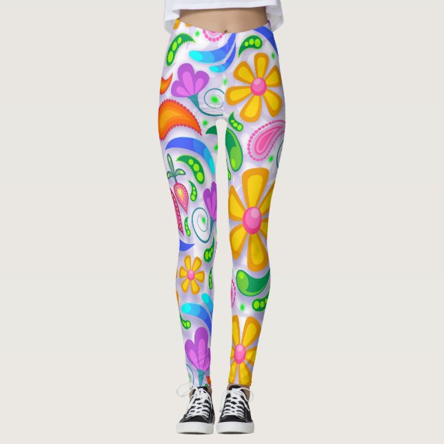 BOHEMIAN BLOMMIGT BOHO YOGA BYXOR LEGGINGS (Framsida)