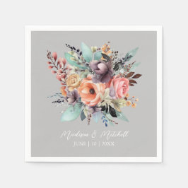 Bohemian Blommigt Bouquet Watercolor Pappersservett