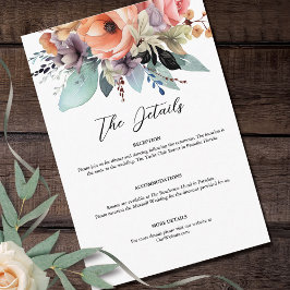 Bohemian Blommigt Bouquet Watercolor Tilläggskort