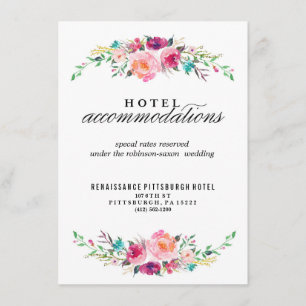 Bohemian Blommigt Bröllop Hotel Card Tilläggskort