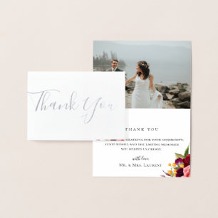 Bohemian Blommigt Bröllop Photo Foil - tackkort Folierat Kort