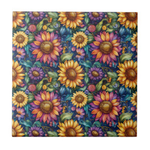 Bohemian Blommigt Dreamscape Vibrant Mönster Kakelplatta