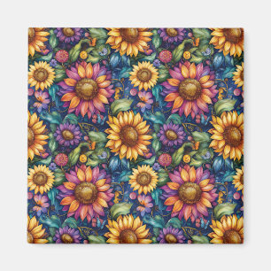 Bohemian Blommigt Dreamscape Vibrant Mönster Magnet