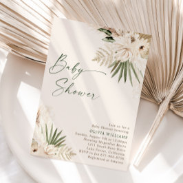 Bohemian Blommigt Sage Grönt Baby Shower Inbjudningar