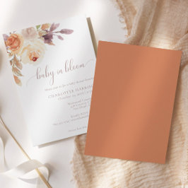 Bohemian Blommigt Terracotta | Babyskor Inbjudningar