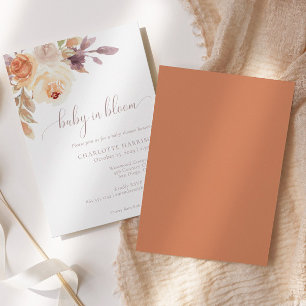 Bohemian Blommigt Terracotta   Babyskor Inbjudningar