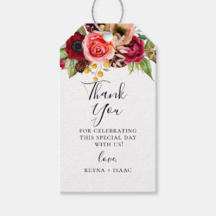 Bohemian Blommor Bröllop Tack Presentetikett