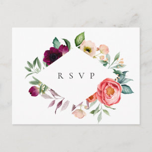 Bohemian Blommor Ram Bröllop RSVP Sångförfrågan Inbjudan Vykort