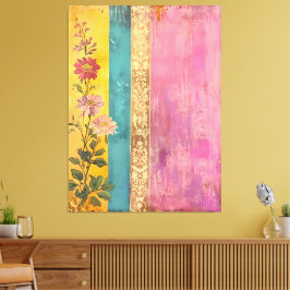 Bohemian Bloom - Wildblommor på Stripe Canvas