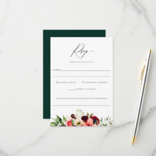 Bohemian Blooms Blommigt Bröllop Food Allergy OSA Kort