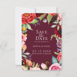 Bohemian Blooms Bordeaux Spara datum Meddelande