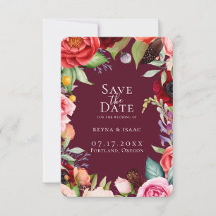 Bohemian Blooms Bordeaux Spara datum Meddelande