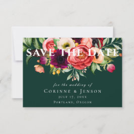 Bohemian Blooms Emerald Save Date Meddelande