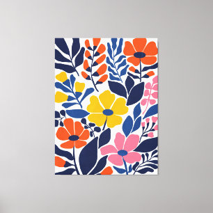 Bohemian Blooms Mid Century Modern Blommigt Canvastryck