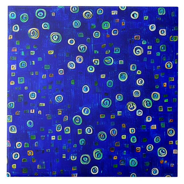 Bohemian Blue Art nouveau Kakelplatta (Framsidan)