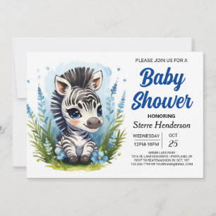 Bohemian Blue Magic Zebra Boy Shower Inbjudningar