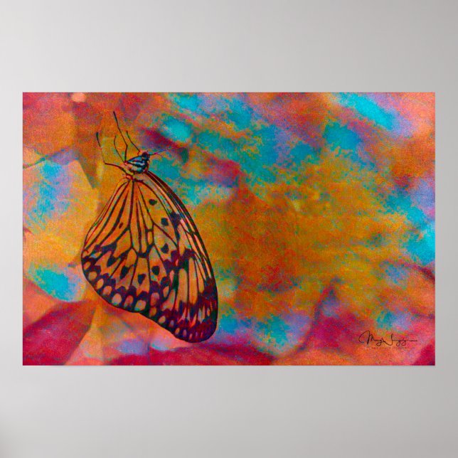 Bohemian Blue Orange Hippie Butterfly Poster (Framsidan)