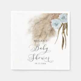 Bohemian Blue Pampas Grass Baby Shower Pappersservett