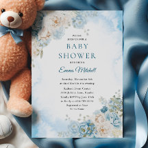 Bohemian Blue Ro Flowers Baby Shower