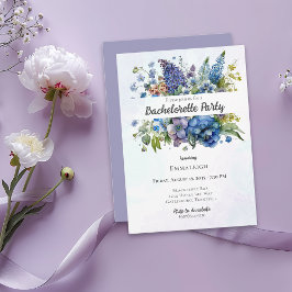 Bohemian Blue-Violet Watercolor Bachelorette Party Inbjudningar