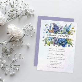 Bohemian Blue-Violet Watercolor Brunch & Bubly Inbjudningar