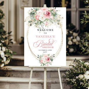 Bohemian Blush Rosor Bröllopsdusch Välkommen Poster