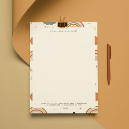 Bohemian Boho Abstrakt Rainbow Monogram Namn Brevhuvud