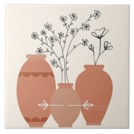 Bohemian Boho Art Abstrakt Terracotta Planters Kakelplatta