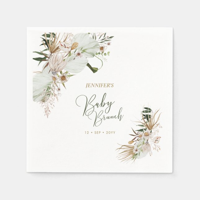 Bohemian Boho Baby Shower Brunch Decor Napkins Pappersservett (Framsidan)