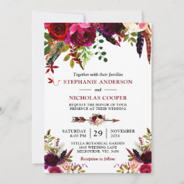 Bohemian boho blommigt inbjudningar