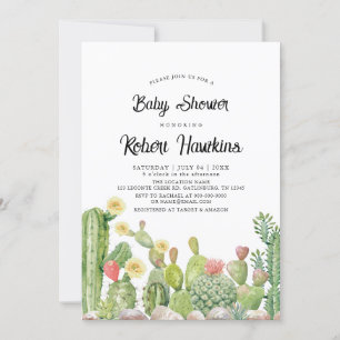 Bohemian Boho Cactus Gender Neutral Baby Shower Inbjudningar