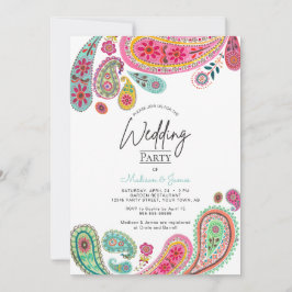 Bohemian Boho Chic rosa indisk Paisley Bröllop Inbjudningar