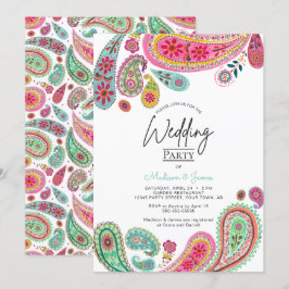Bohemian Boho Chic rosa indisk Paisley Bröllop Inbjudningar