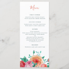Bohemian Bold Blommigt Bröllop Menu Meny