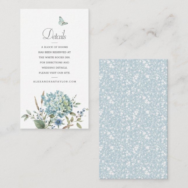 Bohemian Botanian Blue Watercolor Bröllop Tilläggskort (Fram/baksida)
