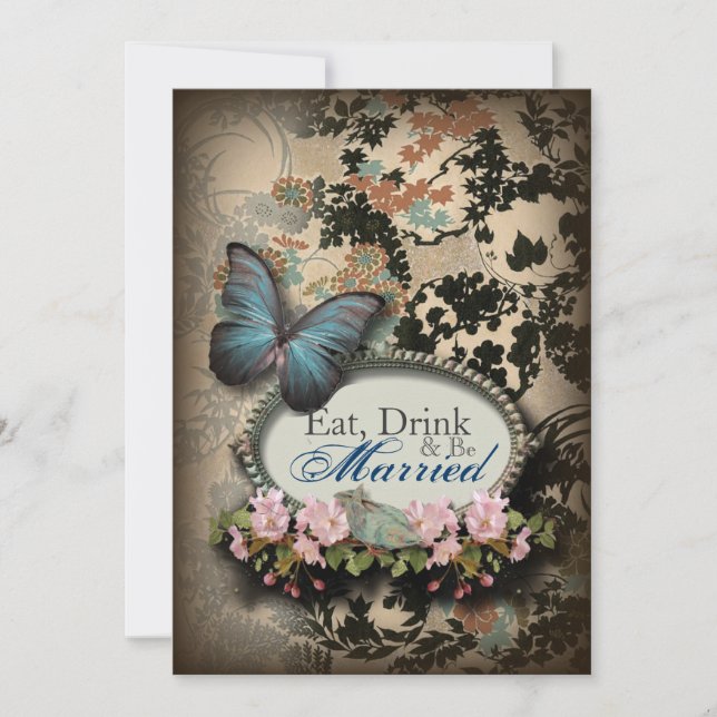 Bohemian Botanian butterfly Paris möhippa Inbjudningar (Framsida)