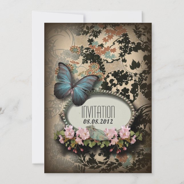 Bohemian Botanian butterfly Paris möhippa Inbjudningar (Baksida)