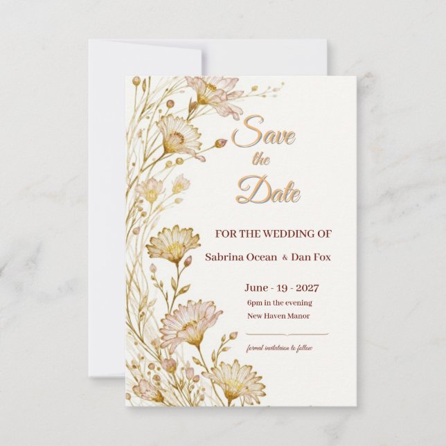 Bohemian, botanical style Save The Date Spara Datumet (Framsida)