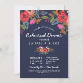 Bohemian Bouquet - Blå startsmiddagen Inbjudningar