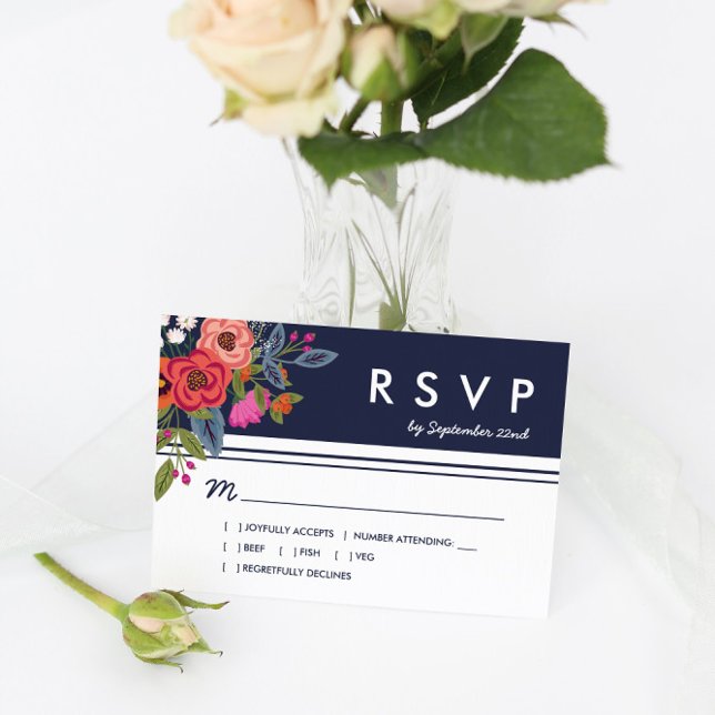 Bohemian Bouquet - Bröllopet OSA Navy Blue & Coral (Skapare uppladdad)