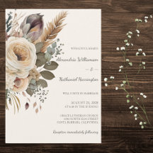 Bohemian Bouquet & Feathers Bröllop