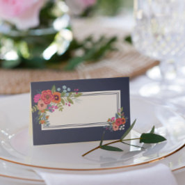 Bohemian Bouquet - flottblått - Namn Bröllop Placeringskort