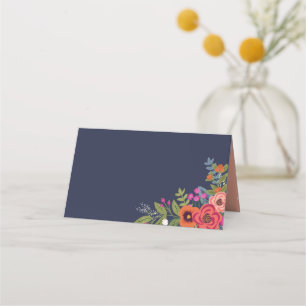 Bohemian Bouquet - marinblå Placeringskort