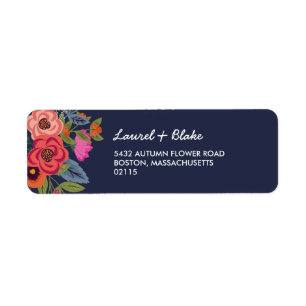 Bohemian Bouquet - marinblå Returadress Etikett