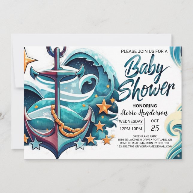 Bohemian Boy's Blue Baby Shower Inbjudningar (Framsida)