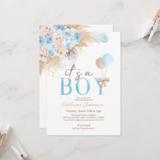 Bohemian Boy's Pampas Grass Baby Shower-inbjudan Inbjudningar