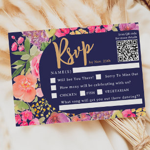 Bohemian bright blommigt Arch-skript marsch bröllo OSA Kort
